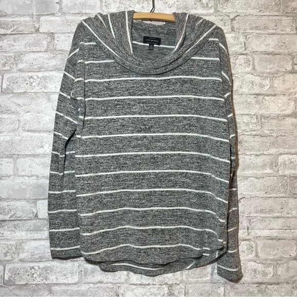 LUCKY BRAND Black, White and Grey Striped Women’s Long Sweater Size‎ S - Picture 1 of 7
